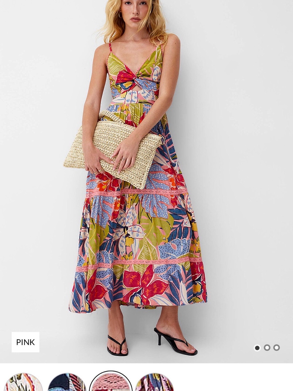 ICONE/Angie brand Floral Tie-Front Maxi Dress - Multi coloured